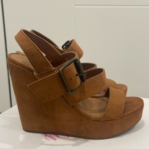 Target Mossimo Suede Cognac Wedges Size 6.5